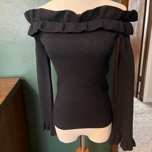 White House Black Market Off-Shoulder Sweater with Ruffle Trim